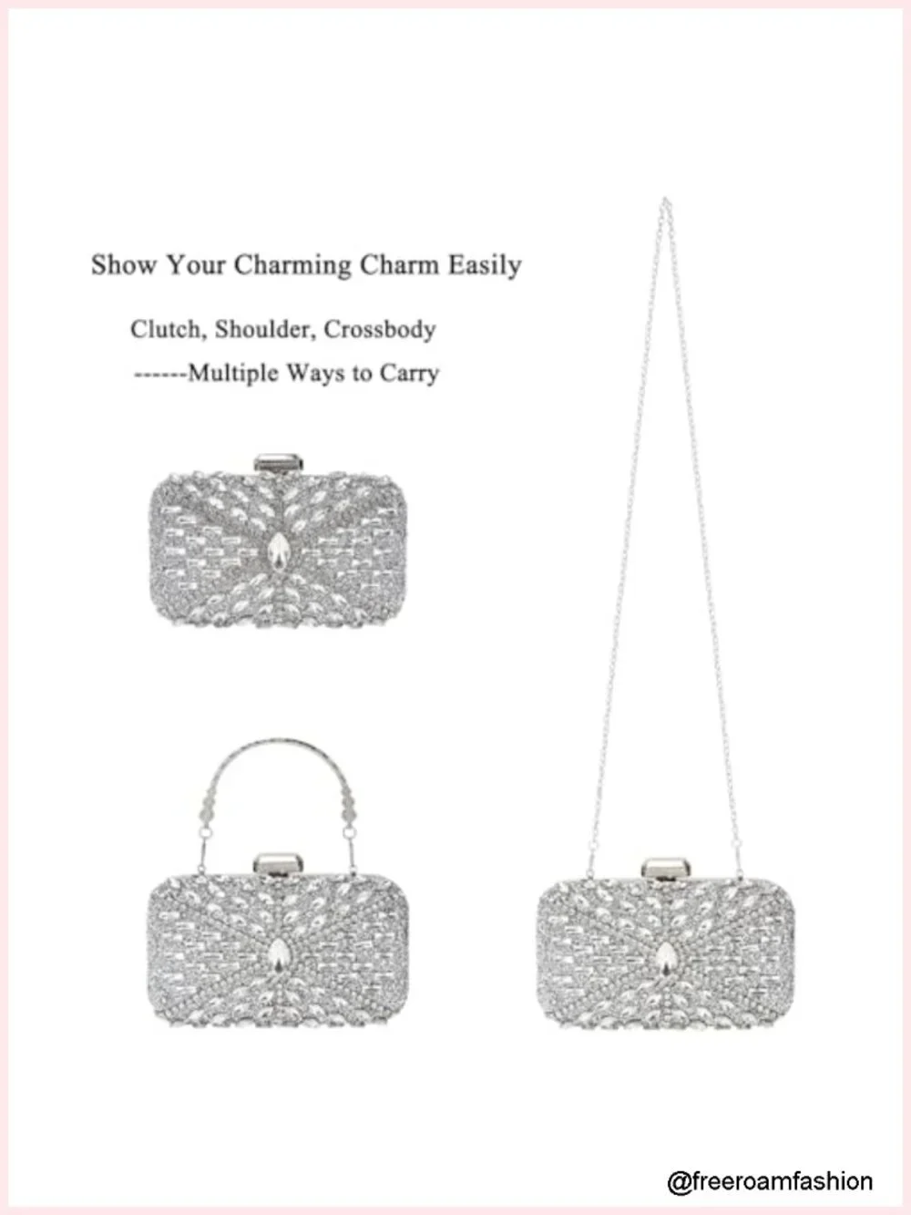 Rhinestone Crystal Glitter Clutch Evening Bag Shoulder Purse Wedding Party